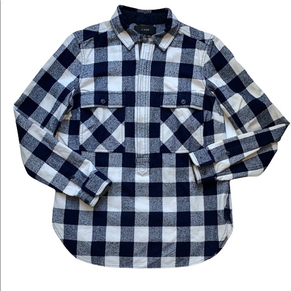 J. Crew Buffalo Plaid 1/2 Zip Shacket - Picture 2 of 7